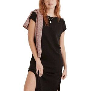 Madewell Women's Ribbed Shoulder Tee Midi Dress in Black XS